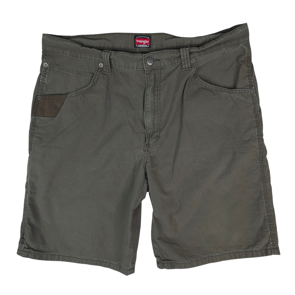 Wrangler‎ Workwear Shorts Mens 38x11 Olive Green Ripstop Utility Cargo Gorpcore